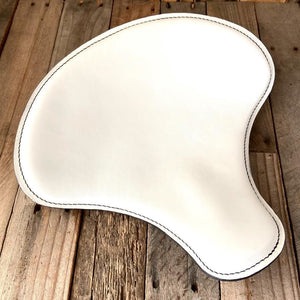 Spring Solo Tractor Seat Harley Sportster Indian Scout 15x14" White Leather