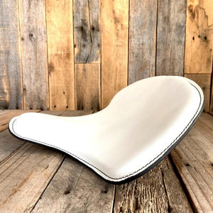 Spring Solo Tractor Seat Harley Sportster Indian Scout 15x14" White Leather