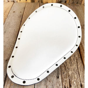 Spring Solo Seat Harley Sportster Chopper 11x14" White Leather Black Rivets