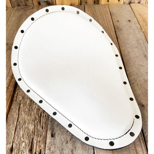 Spring Solo Seat Harley Sportster Chopper 11x14" White Leather Black Rivets