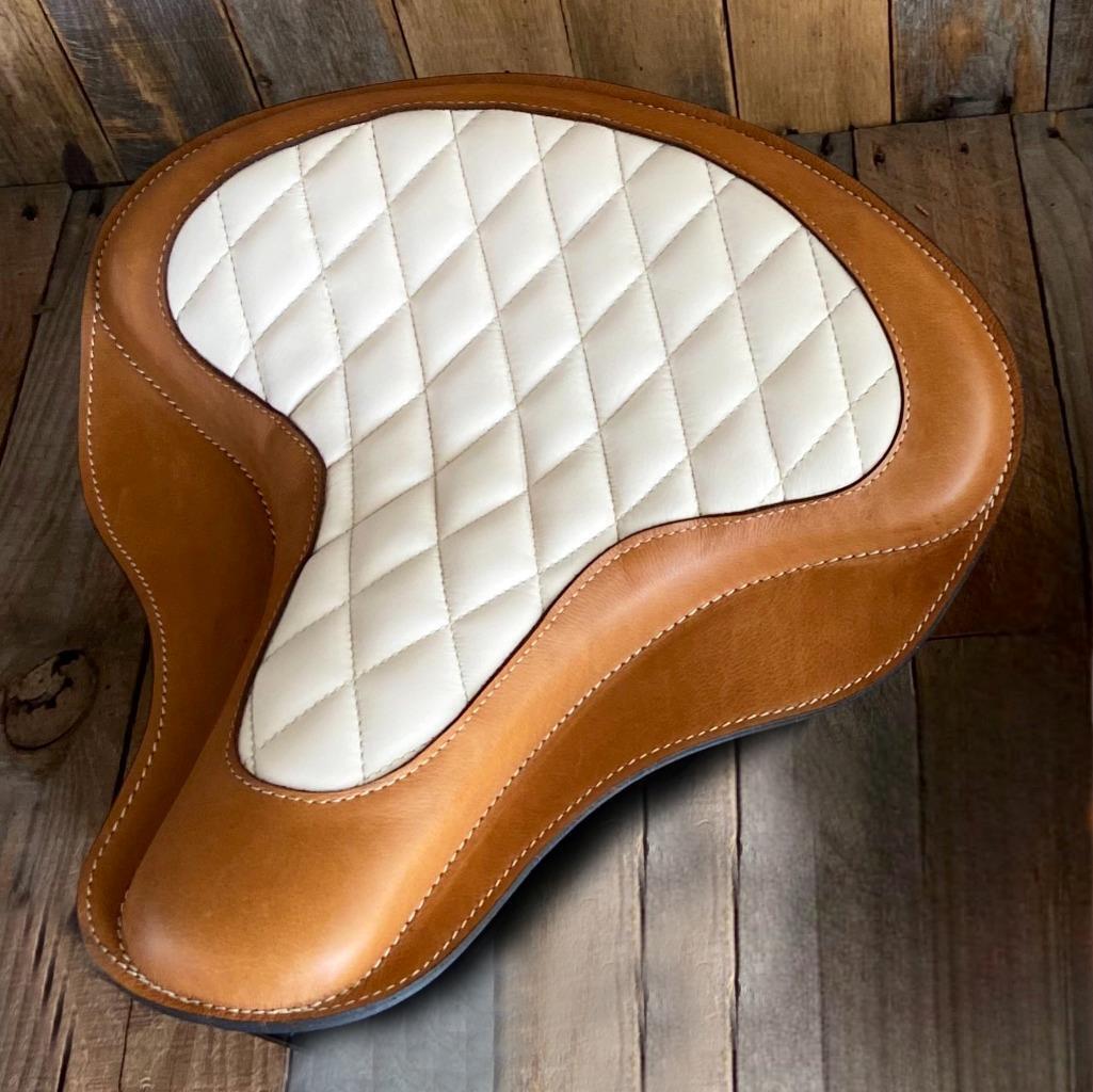 Spring Solo Tractor Seat Harley Touring Indian Chief 17x16 Tan & Diamond Leather