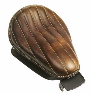 2007-2009 Harley Sportster Spring Solo Seat Chopper Brown Dist Tuck Roll Leather - Mother Road Customs
