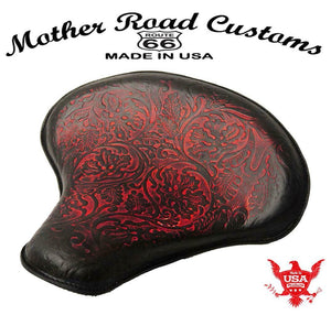Spring Tractor Seat Chopper Bobber Harley Sportster 15x14 Ant Red Oak Le Leather - Mother Road Customs