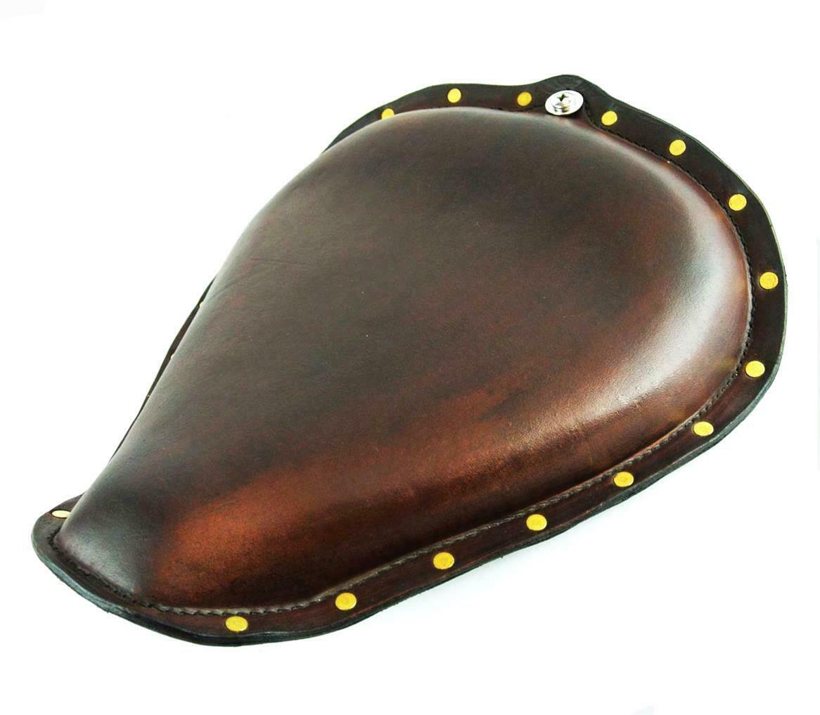 2010-2020 Sportster Harley  On The Frame Seat 201 Distressed Brown Brass Rivets - Mother Road Customs