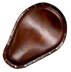 Seat Harley Sportster Chopper Nightster 12x15" Brown Leather Stainless Rivets - Mother Road Customs