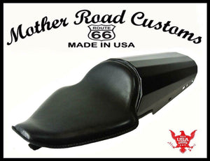 2010-2020 Harley Sportster Cafe Racer Cowl Steel Fender Black Leather Solo Seat - Mother Road Customs