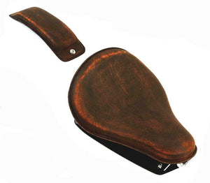 1982-2003 Sportster Harley Seat 201 Brn Dis Leather  Conversion Kit & P-pad bcs - Mother Road Customs