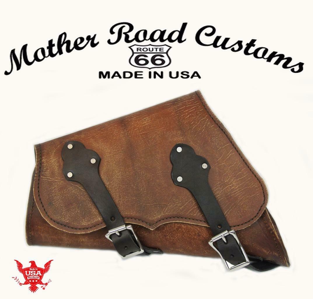 Sportster Saddle Bag Harley 2004-2020 Brown Dist Leather Chopper Made In USA MRC - Mother Road Customs
