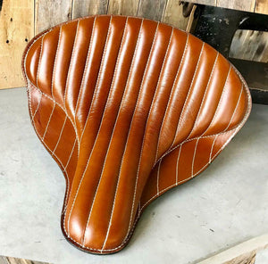 Spring Solo Tractor Seat Harley Touring Indian Chief 17x16" Desert Tan Leather - Mother Road Customs