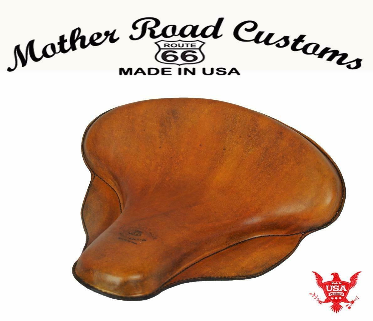 Spring Solo Seat Harley Touring Indian Chief 17x16" Tractor Ant Tan Leather MRC