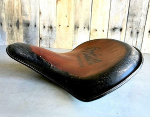 Spring Solo Tractor Seat  Bobber 15x14" Indian Antique Brown Distressed Tattoo