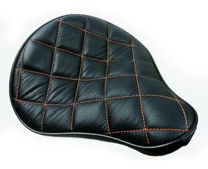 Seat Spring Solo Sportster Harley Chopper Black Leather Orange Stictched 11x13 - Mother Road Customs