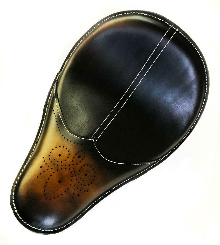 11x16 Ant Brown Wingtip Leather Spring Solo Seat Chopper Bobber Harley Softail - Mother Road Customs