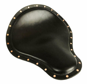 Spring Solo Seat Copper Rivets Harley Sportster Chopper 14x16 Black Leather