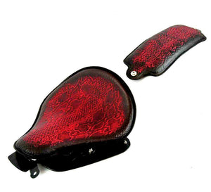 2007-2009 Harley Sportster Seat Conversion Kit P-Pad AntiqueRed Snake Python bcs - Mother Road Customs