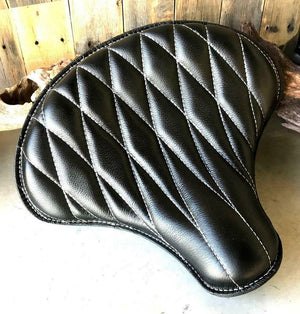 Spring Solo Tractor Seat Chopper Scout Bobber Harley 15x14 Black Diamond Leather