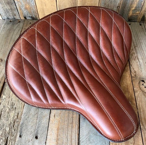 Spring Solo Tractor Seat Harley Touring Indian Chief 17x16" Tan Leather Falling