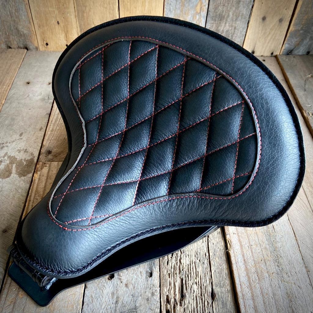 2015-2024 Indian Scout & Bobber Seat Spring Kit Black Diamond Red Stitched 15x14