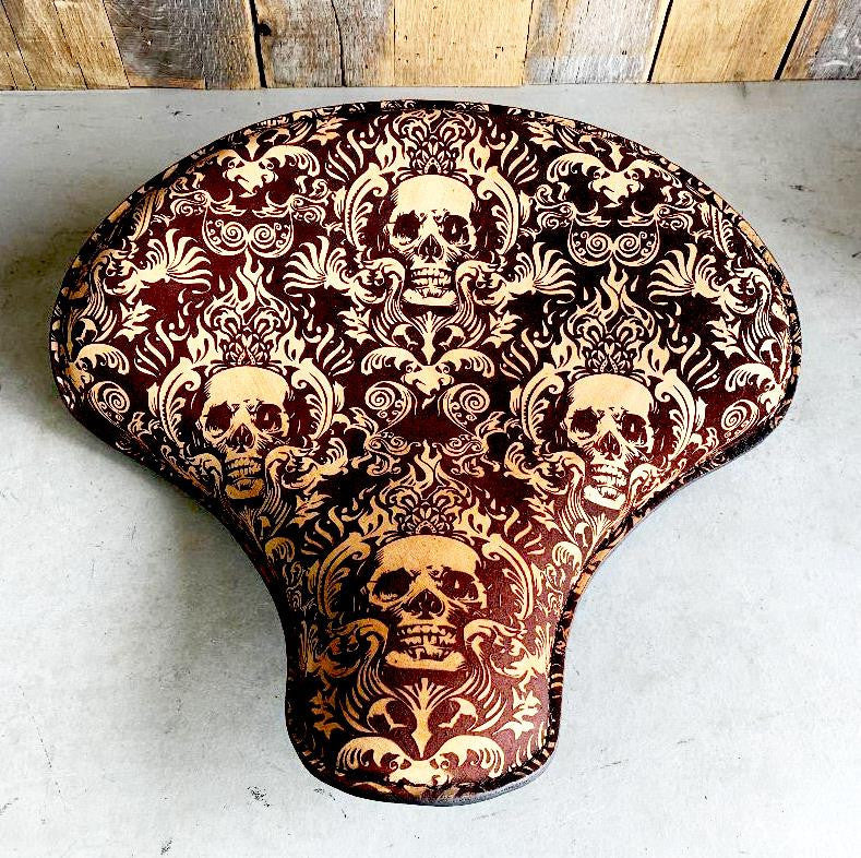 2017-2025 Triumph Bobber Seat 15x14 Scroll Skull Engraved Tooled Leather Bolt On