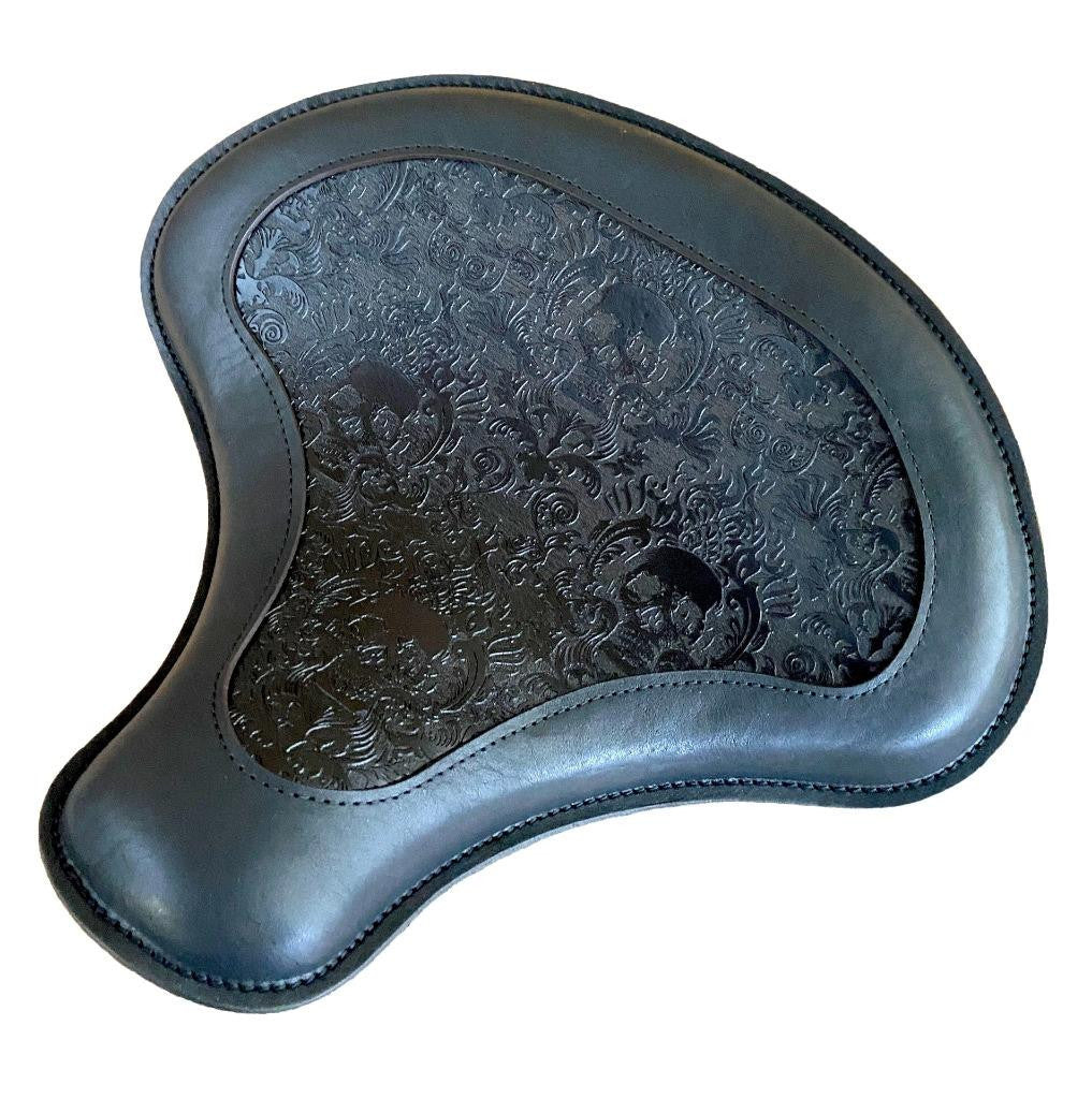 2017-2025 Triumph Bobber Seat 15x14 Black Scroll Skull Engraved Tooled Leather