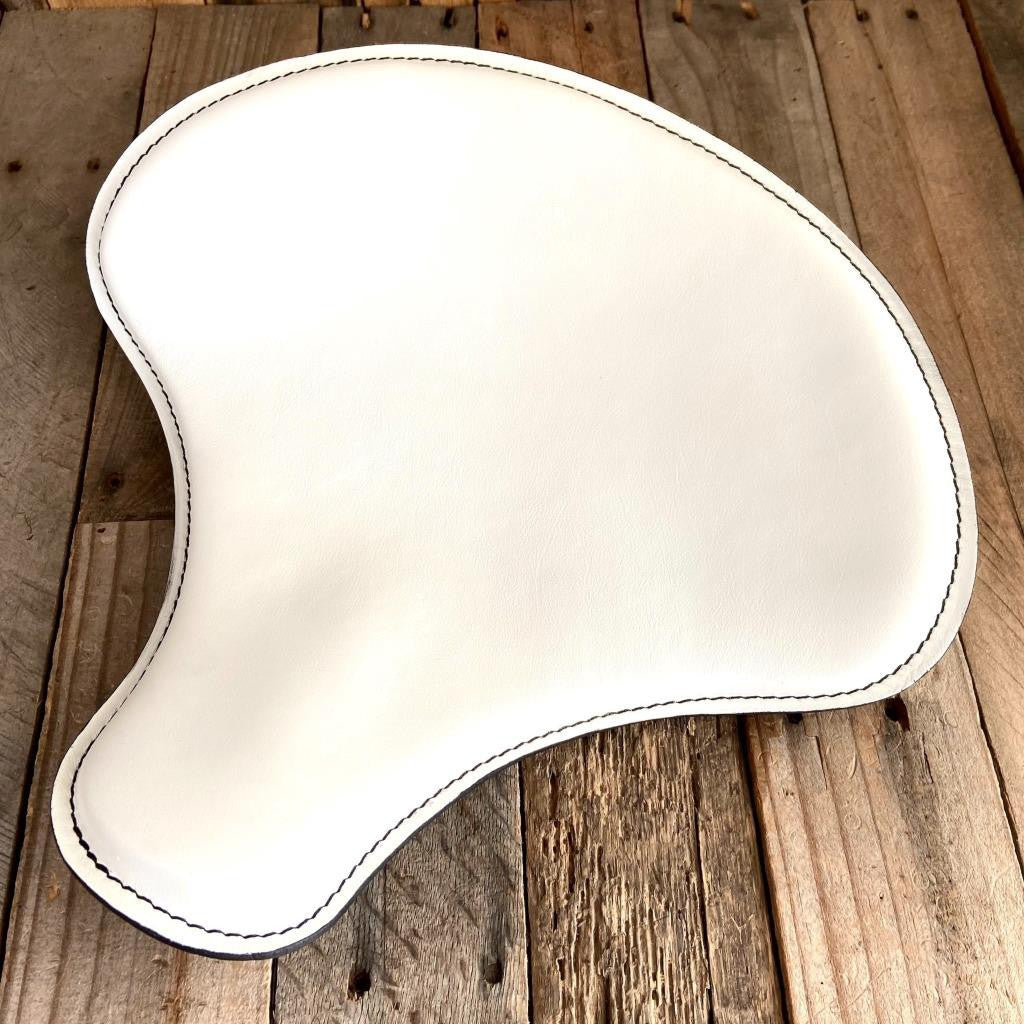 2017-2025 Triumph Bobber 15x14 White Leather Solo Tractor Seat Easy Bolt on