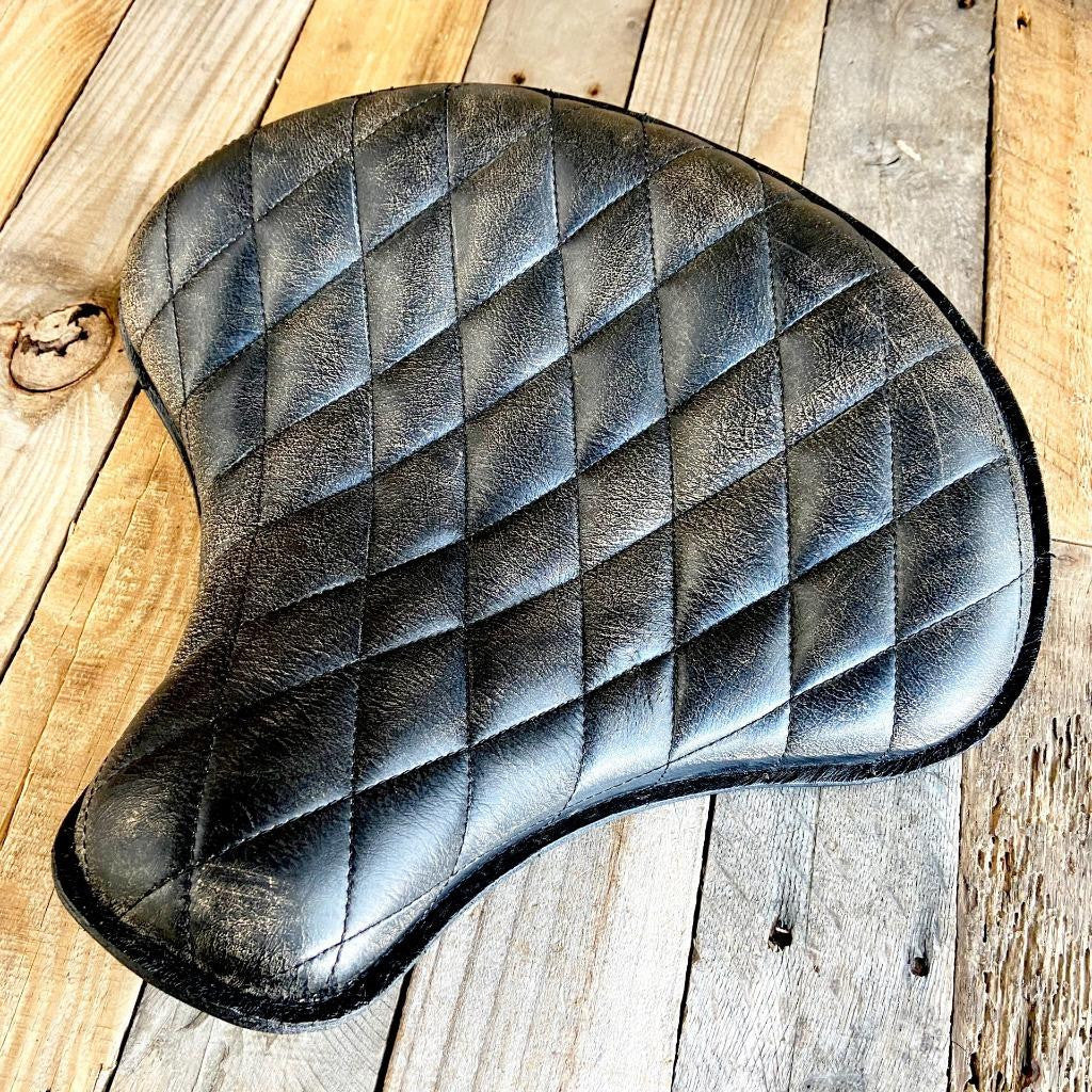 Spring Seat Tractor 15x14 Black Distressed Diamond Leather Indian Harley Bobber