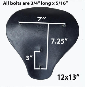 12x13 Spring Motorcycle Seat Black Diamond Stitched Saddle Bobber Chopper Bates