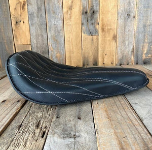 Spring Solo Seat Chopper Scout Softail Harley Bobber 11x16" Blk Diamond Leather - Mother Road Customs