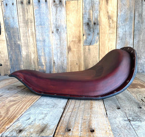 2010-2022 Sportster Harley Frame Seat Brown Distressed Leather Roll Up Engraved - Mother Road Customs