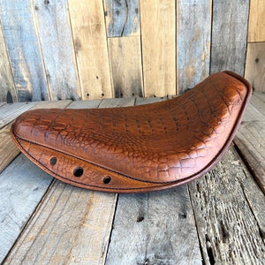 Spring Seat Chopper Harley Sportster 10x13 Board Track Tan Alligator Leather - Mother Road Customs