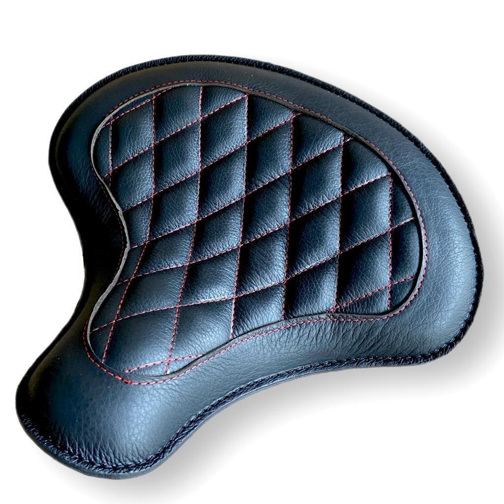 2017-2025 Triumph Bobber 15x14" Black Spring Seat Leather Red Diamond Window