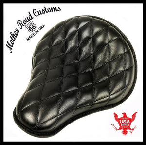 13"x15" Spring Motorcycle Seat Black Diamond Stitched Saddle Bobber Chopper