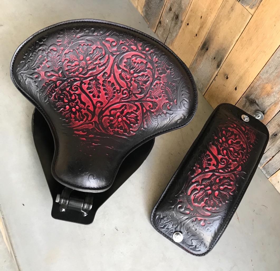 2025-2025 Indian Scout Bobber Spring Seat Pad Red Oak Leaf Mounting Kit Leather