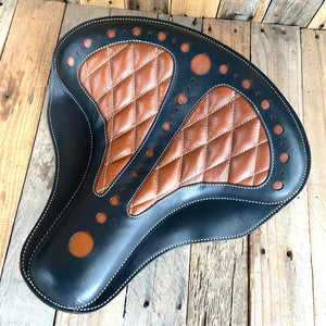 1982-1995 Harley FXR Spring Black Window Tan Diamond Tractor Seat Mounting Kit - Mother Road Customs