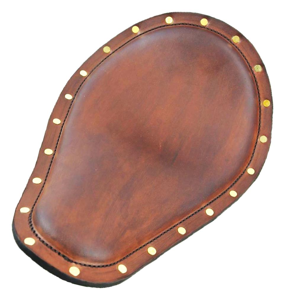 Seat Spring Chopper Harley Sportster Smooth Brown Brass Rivets Leather Banana - Mother Road Customs