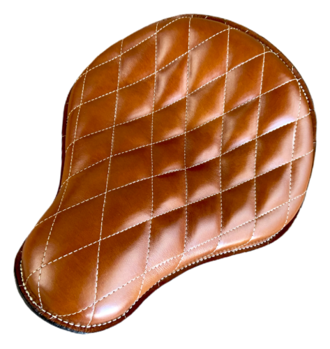Spring Seat Chopper Sportster Dyna Harley Bobber Tan Diamond Stitched 12x13" fxr