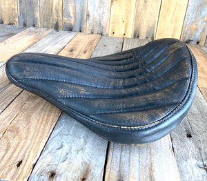 12x13" Black Distressed Tuck Roll Seat Chopper Harley Sportster Indian Bobber Bates Style