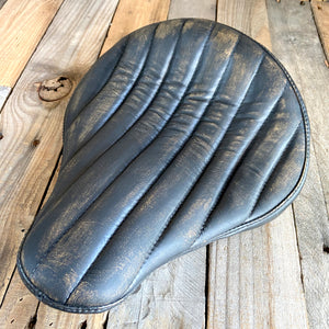 12x13" Black Distressed Tuck Roll Seat Chopper Harley Sportster Indian Bobber Bates Style