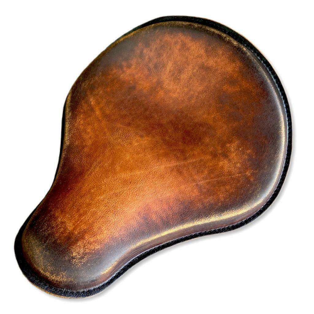 Spring Seat Chopper Sportster Harley Honda 12x13" Brown On Brown Distres Leather