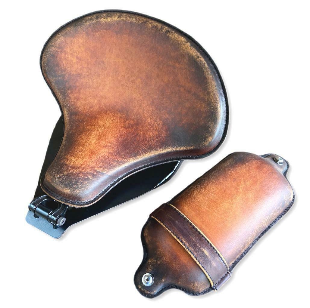 2000-2017 Harley Softail Brown On Brown Spring Seat Pad Conversion Mounting Kit bc