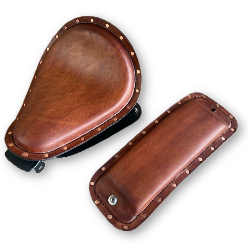 2010-2022 Sportster Harley Spring Brown Leather Seat P-Pad Conversion Kit Rivets