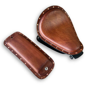 2010-2022 Sportster Harley Spring Brown Leather Seat P-Pad Conversion Kit Rivets