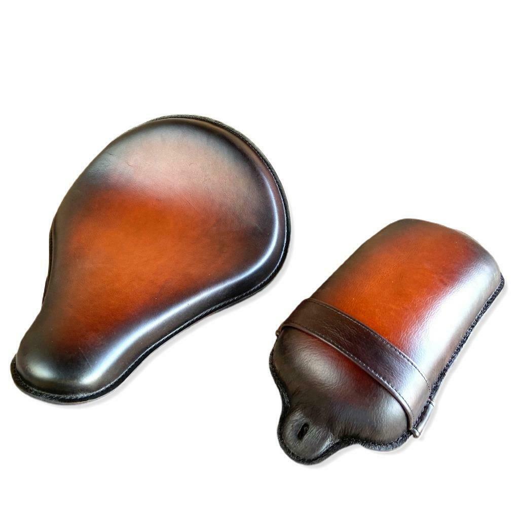 13x15 Brown On Brown Spring Tractor Seat Pad Leather Harley Softail Chopper Bobber
