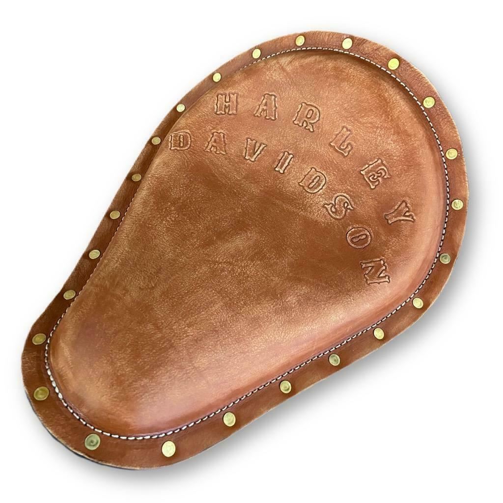Sportster Harley Spring Seat Tan Distressed Leather Chopper Bobber