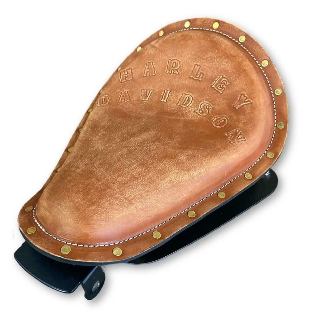 2010-2022 Sportster Harley Spring Seat Conversion Kit Tan Distress Leather Seat