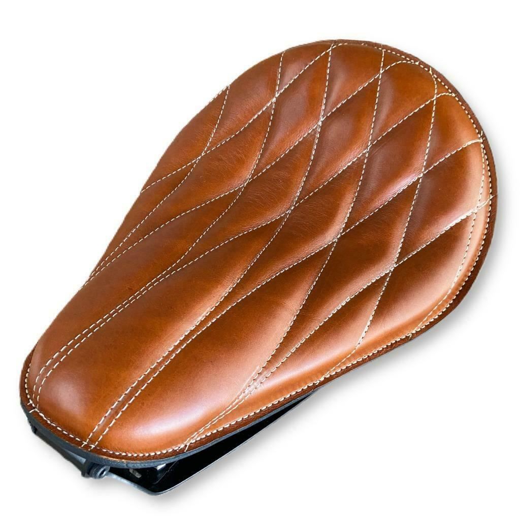 1982-2003 Harley Sportster Spring Seat 11x14 Desert Tan Dia Leather Mounting Kit