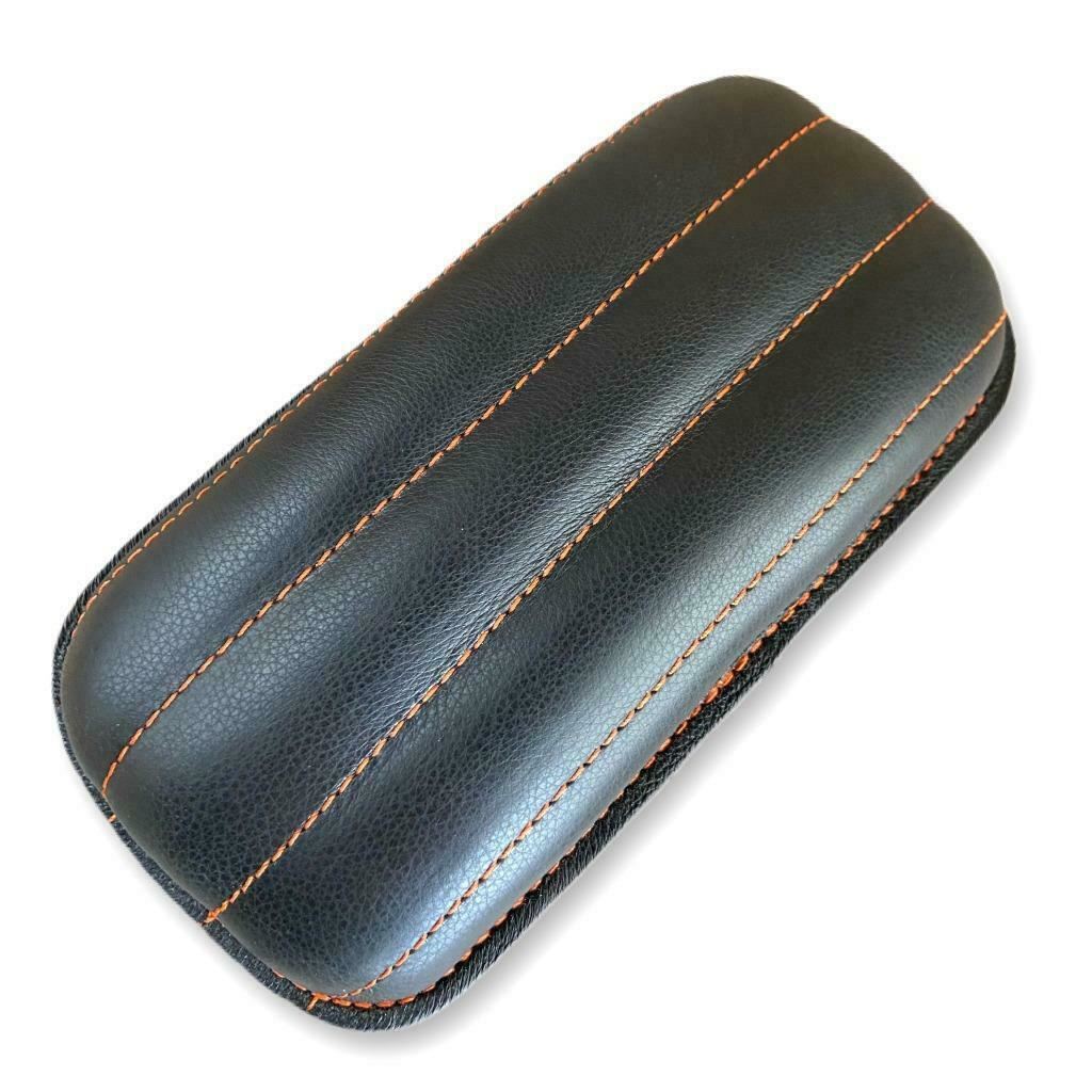 Chopper Harley Sportster Bobber 5x10 Tuck Roll Black Leather Orange Stitching P-Pad Seat