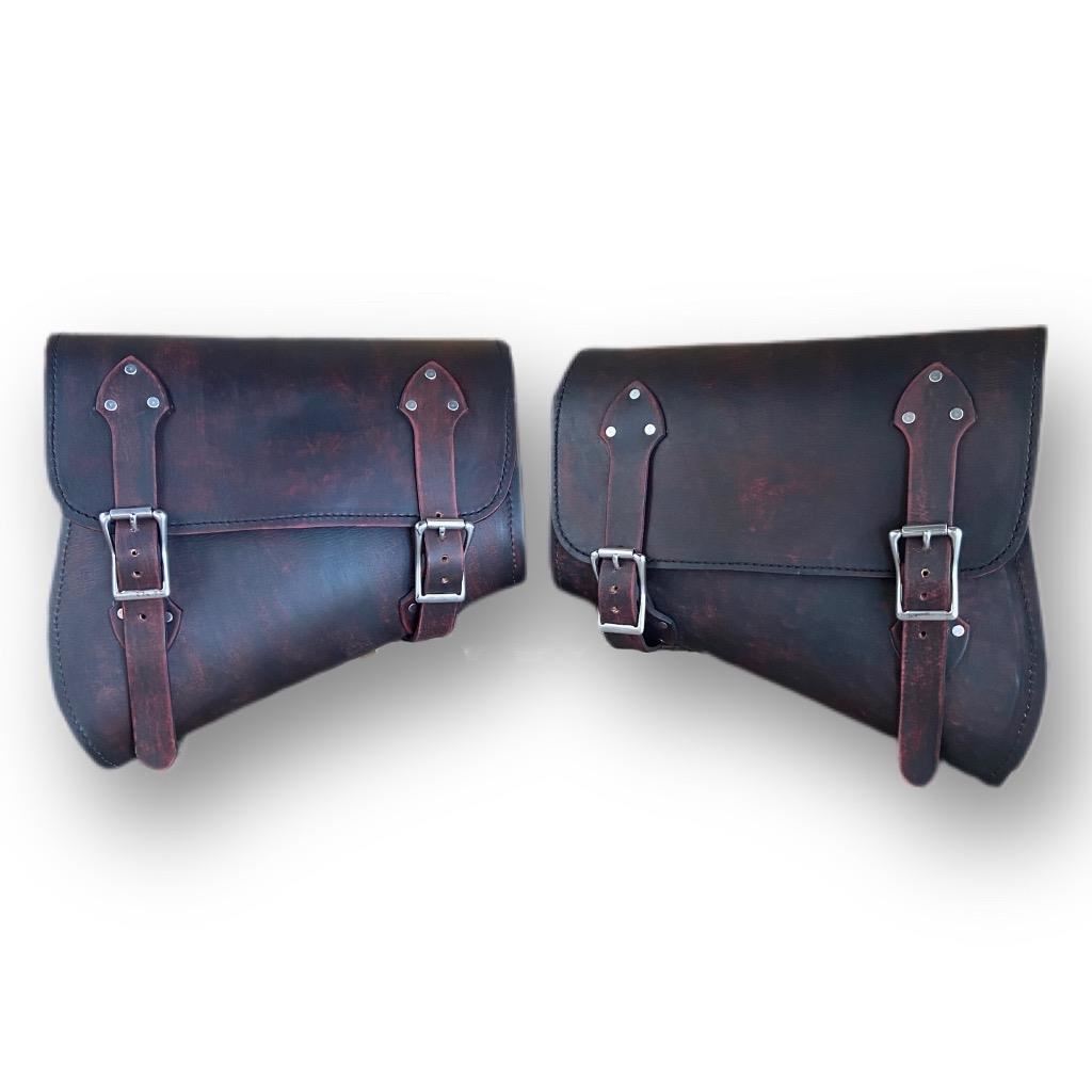 2018-23 Indian Scout Bobber Saddle Bag Red Distressed leather Mounting Hardware