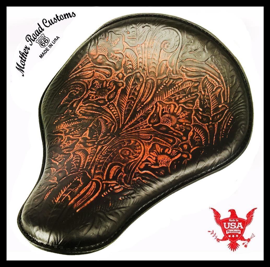 2017-2025 Triumph Bonneville Bobber Seat Ant Brown Tooled Leather 13x15 Saddle