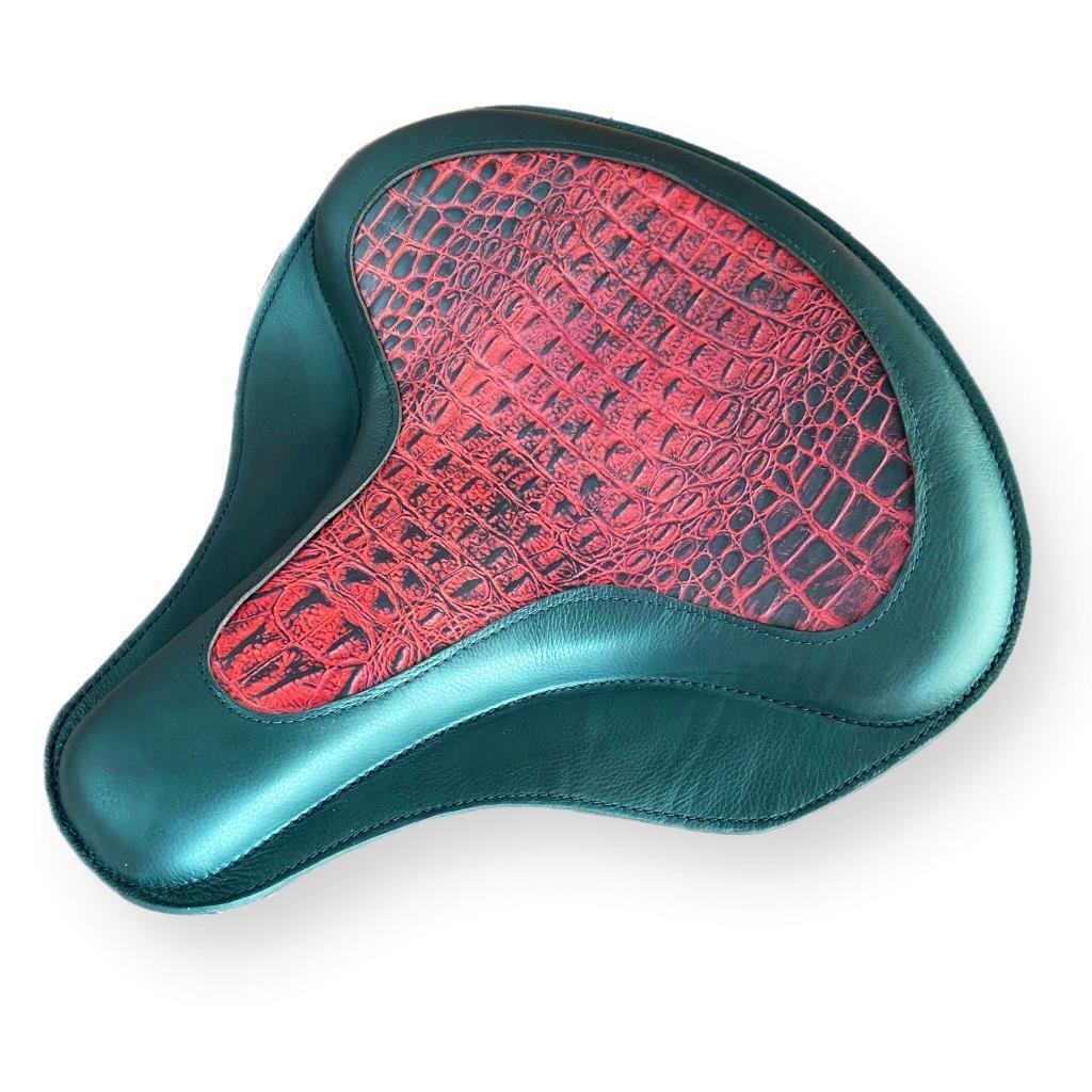 17x16" Spring Solo Tractor Seat Harley Touring Indian Chief Ant Red Alligator